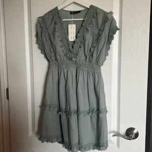 Green lace detail dress